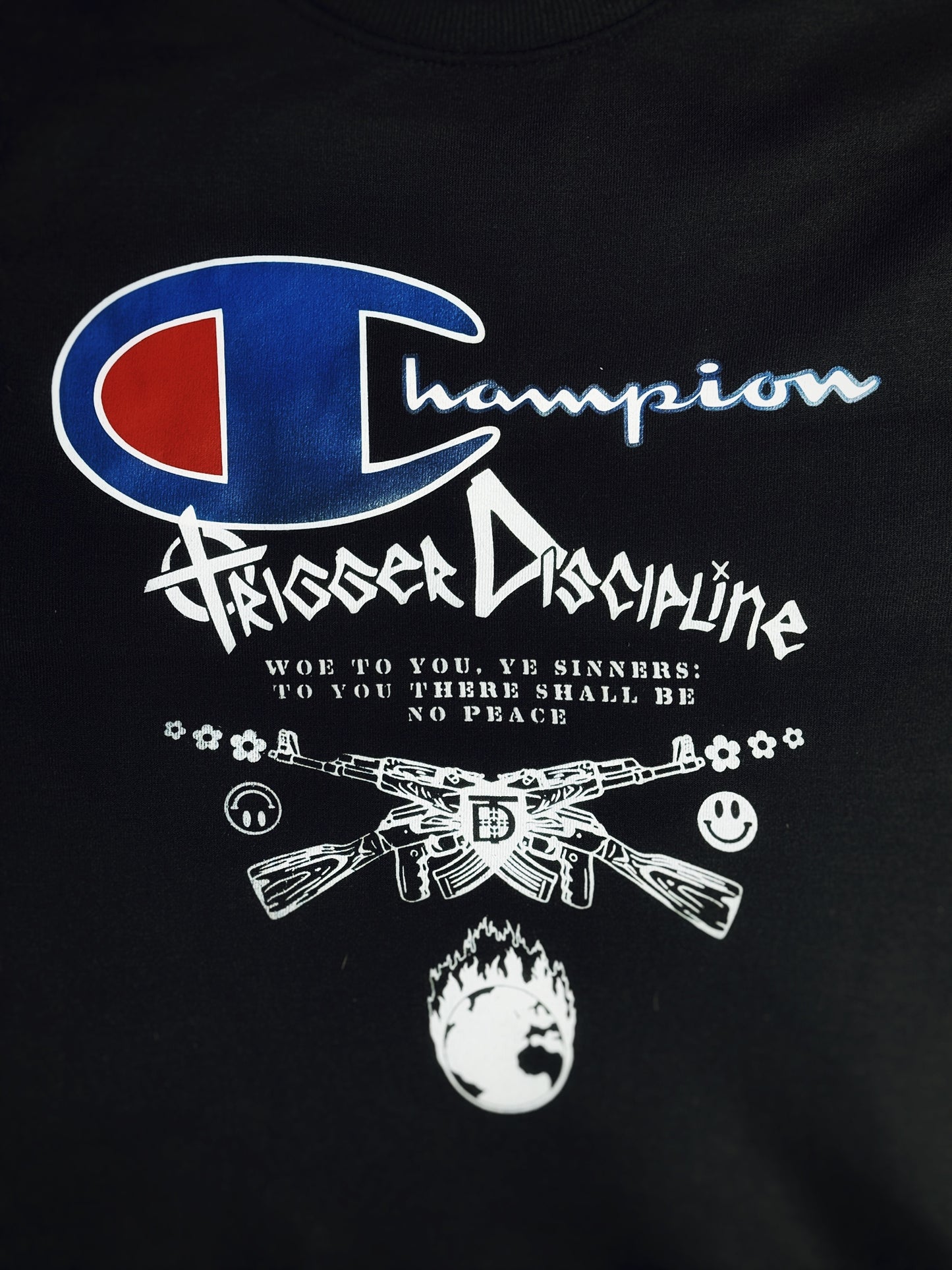 CHAMPION "Big C" NO PEACE Crew Sweatshirt